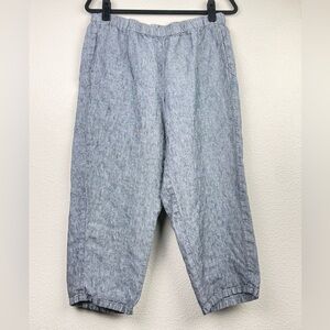 J.Jill Women's Medium Petite 100% Love Linen Grey Capris Pull On Elastic Pants